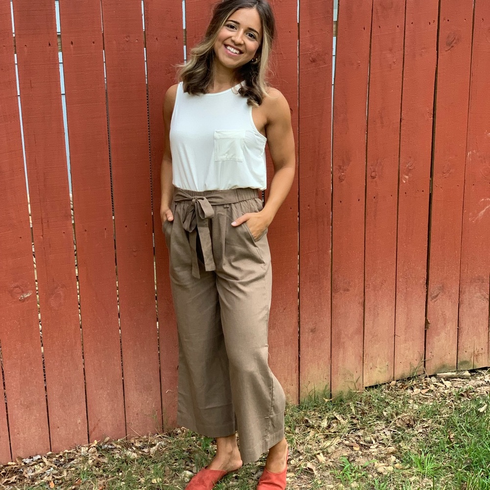 Linen Culotte Pant w/ Tie Waist
